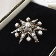 画像5: ゴールド・シルバー・パール・ダイヤモンドブローチ (5)