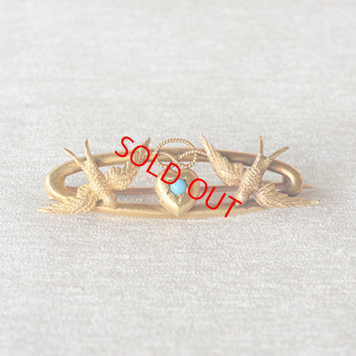 画像1: 15ct.ターコイズ ブローチ (1)