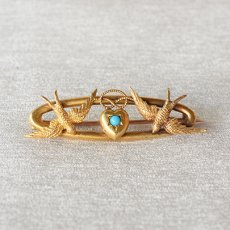 画像1: 15ct.ターコイズ ブローチ (1)