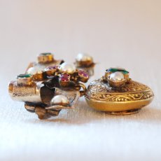 画像2: Sold ゴールド・エメラルド・ルビー・パールブローチ (2)