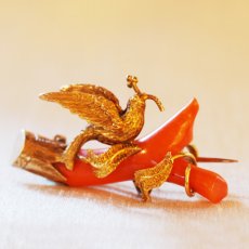 画像4: Sold ゴールド・コーラルブローチ (4)