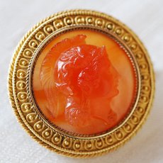 画像4: ゴールド・ストーンカメオブローチ (4)