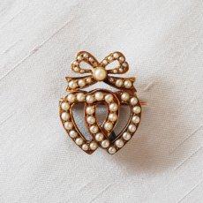 画像1: ゴールド・パールブローチ (1)