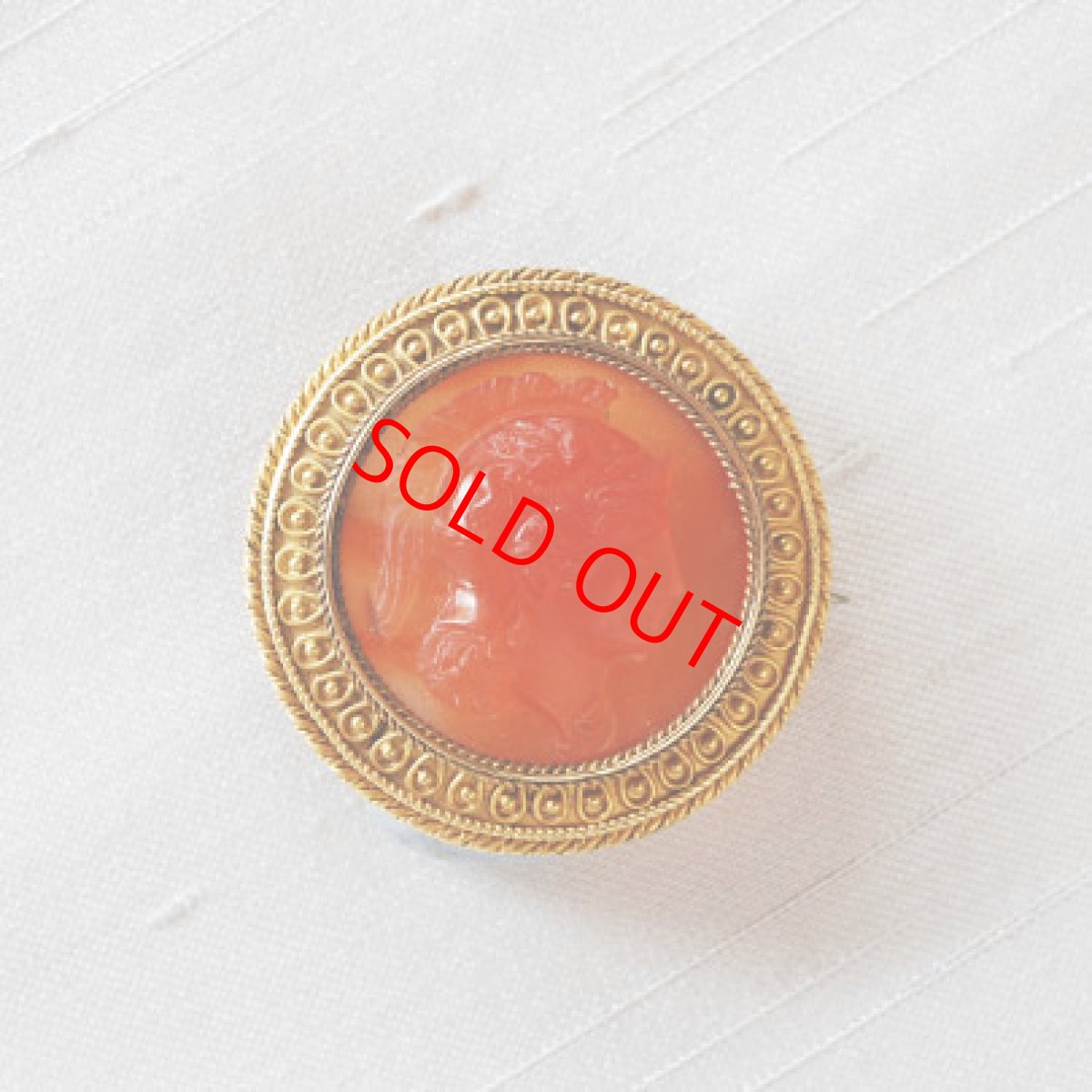 画像1: ゴールド・ストーンカメオブローチ (1)