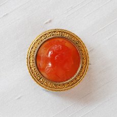 画像1: ゴールド・ストーンカメオブローチ (1)