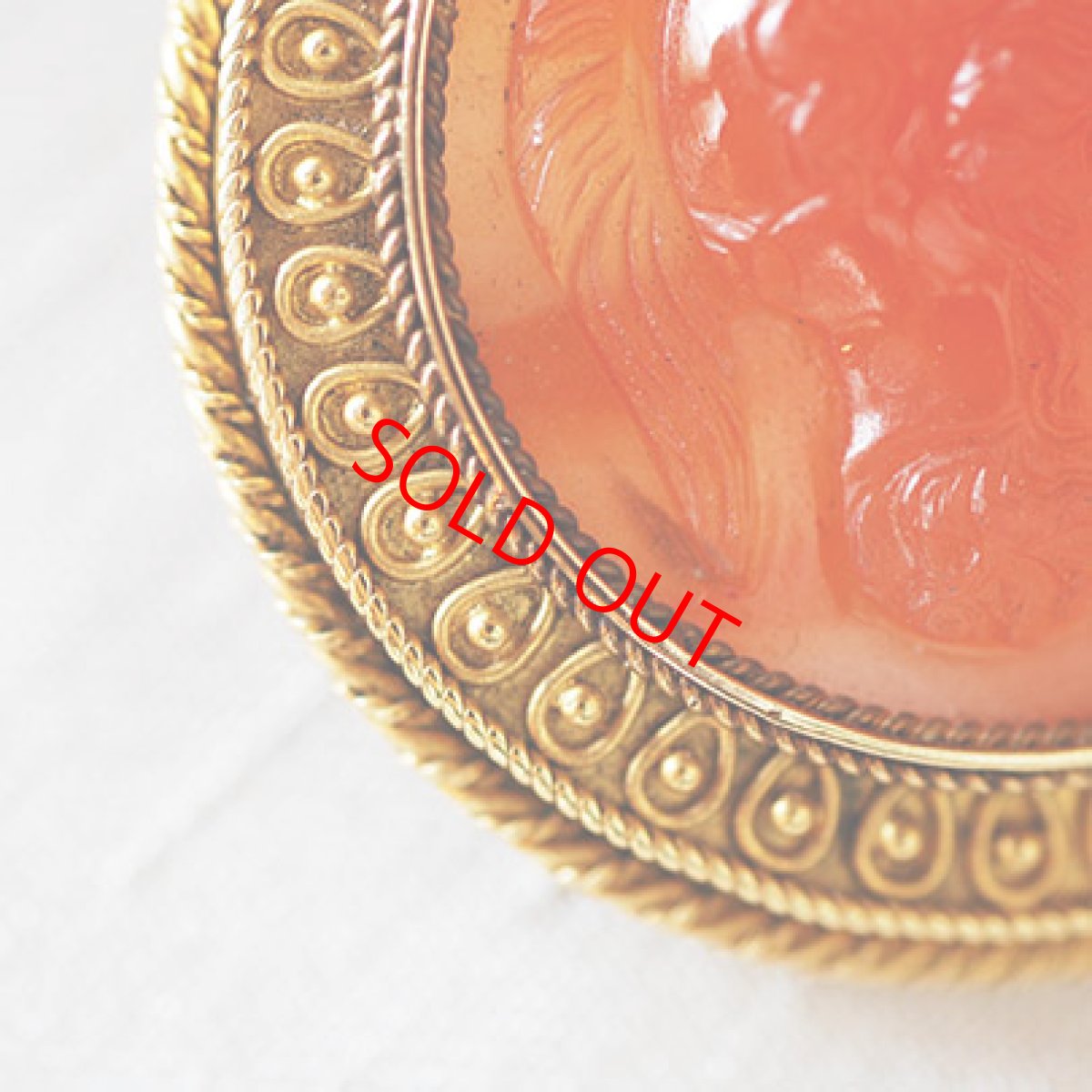 画像3: ゴールド・ストーンカメオブローチ (3)