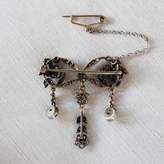 画像2: ゴールド・シルバー・ダイヤモンド・パールブローチ (2)