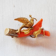 画像1: Sold ゴールド・コーラルブローチ (1)
