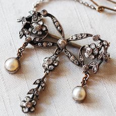 画像3: ゴールド・シルバー・ダイヤモンド・パールブローチ (3)