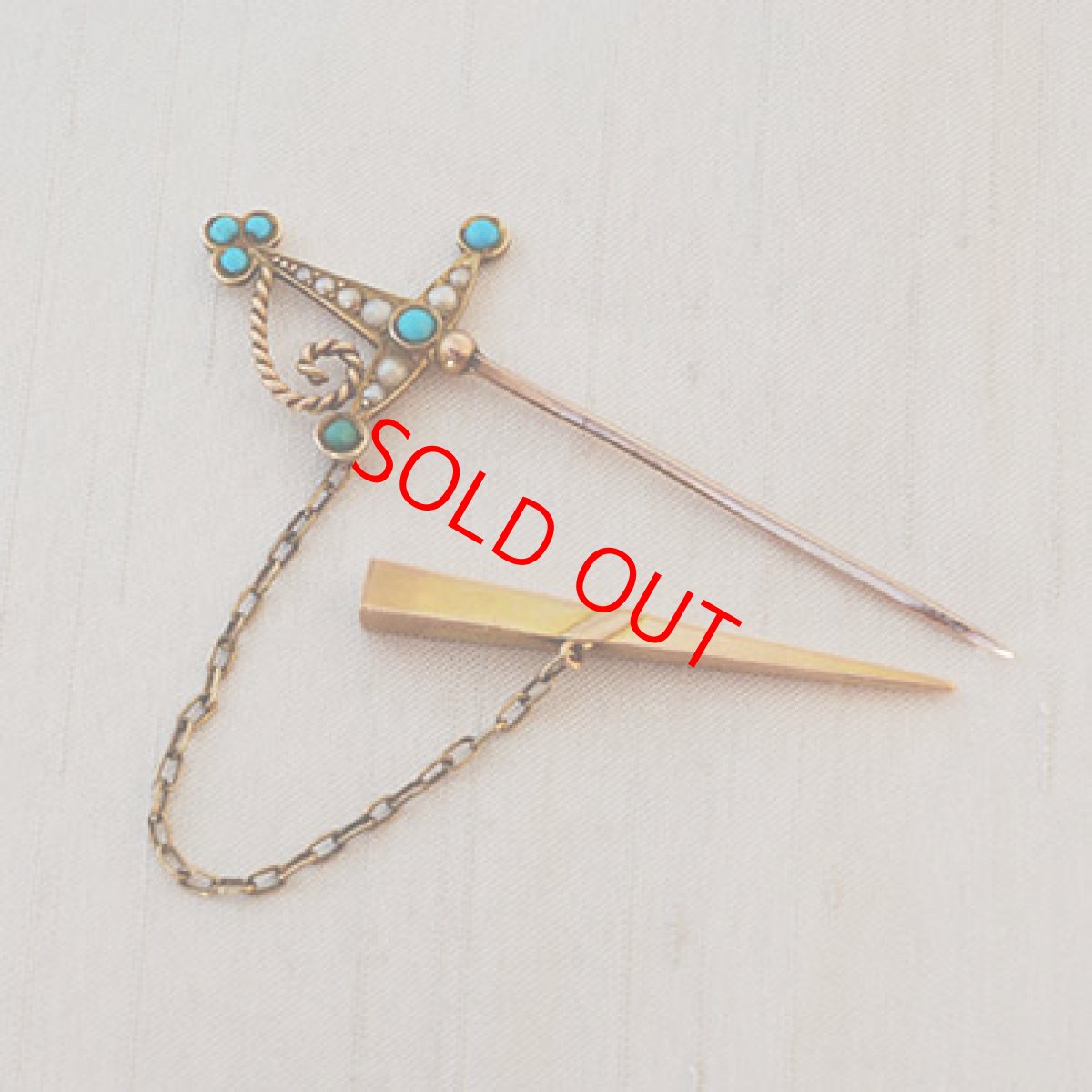 画像2: Sold 9ct・パール・ターコイズピン (2)