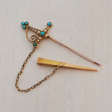 画像2: Sold 9ct・パール・ターコイズピン (2)