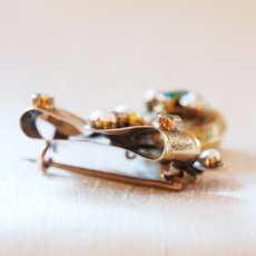 画像3: Sold ゴールド・エメラルド・ルビー・パールブローチ (3)