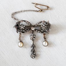 画像1: ゴールド・シルバー・ダイヤモンド・パールブローチ (1)