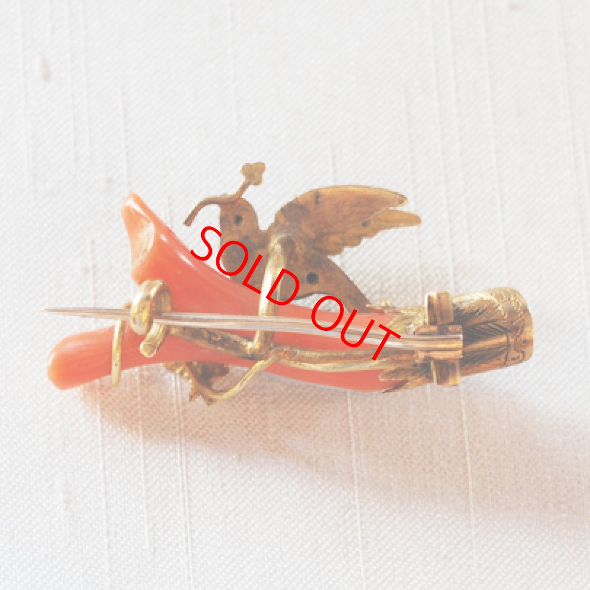 画像2: Sold ゴールド・コーラルブローチ (2)
