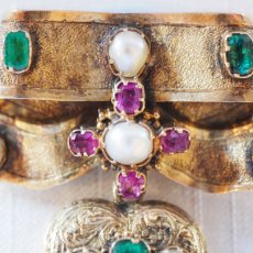 画像5: Sold ゴールド・エメラルド・ルビー・パールブローチ (5)