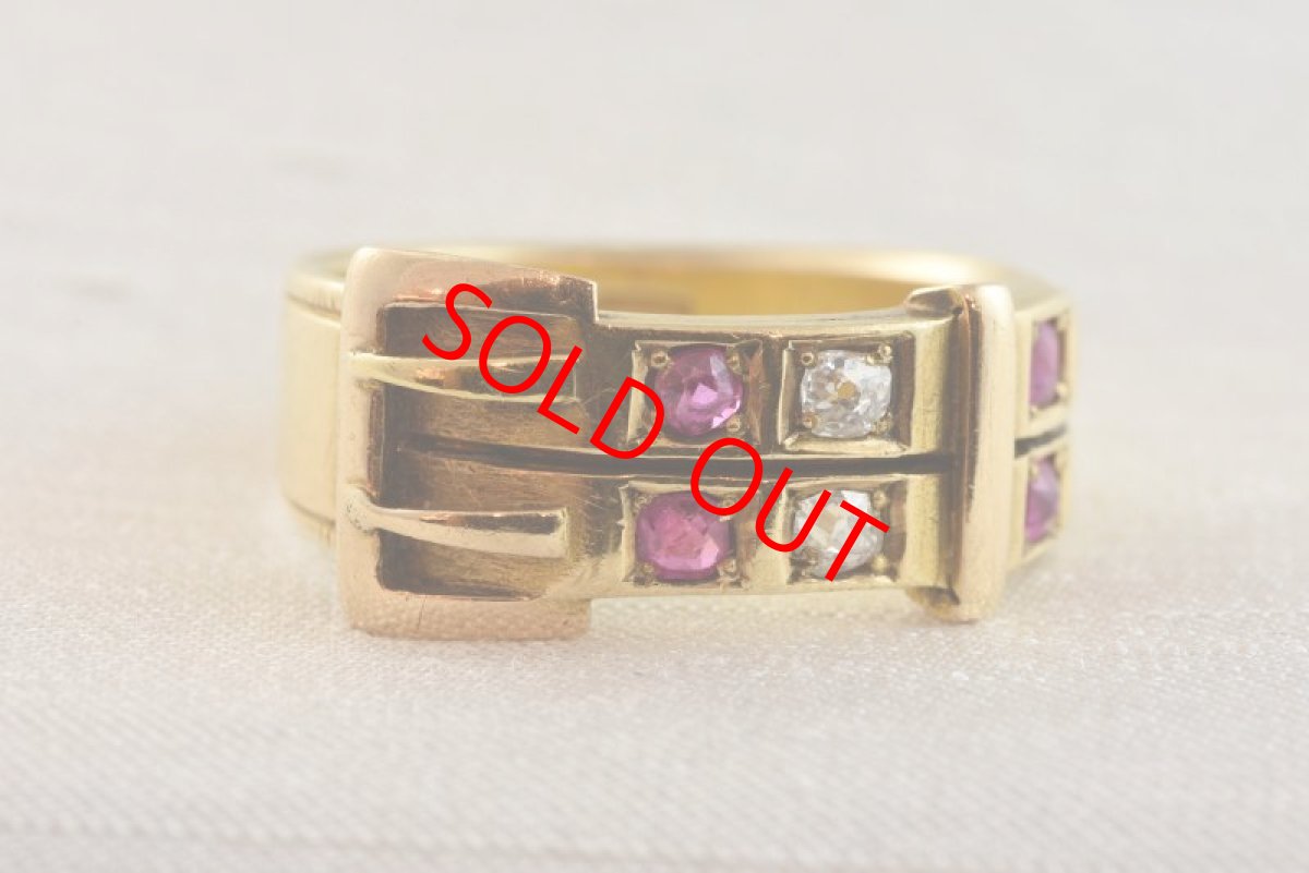 画像1: 18ct,・ルビー・ ダイヤモンドリング sold (1)