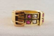 画像1: 18ct,・ルビー・ ダイヤモンドリング sold (1)