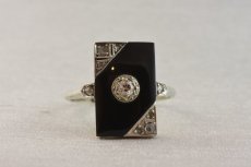 画像1: 18ct.・ダイヤモンド・オニキスリング (1)