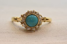 画像1: Sold 18ct,ターコイズ・ダイヤモンドリング (1)
