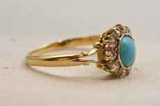 画像4: Sold 18ct,ターコイズ・ダイヤモンドリング (4)