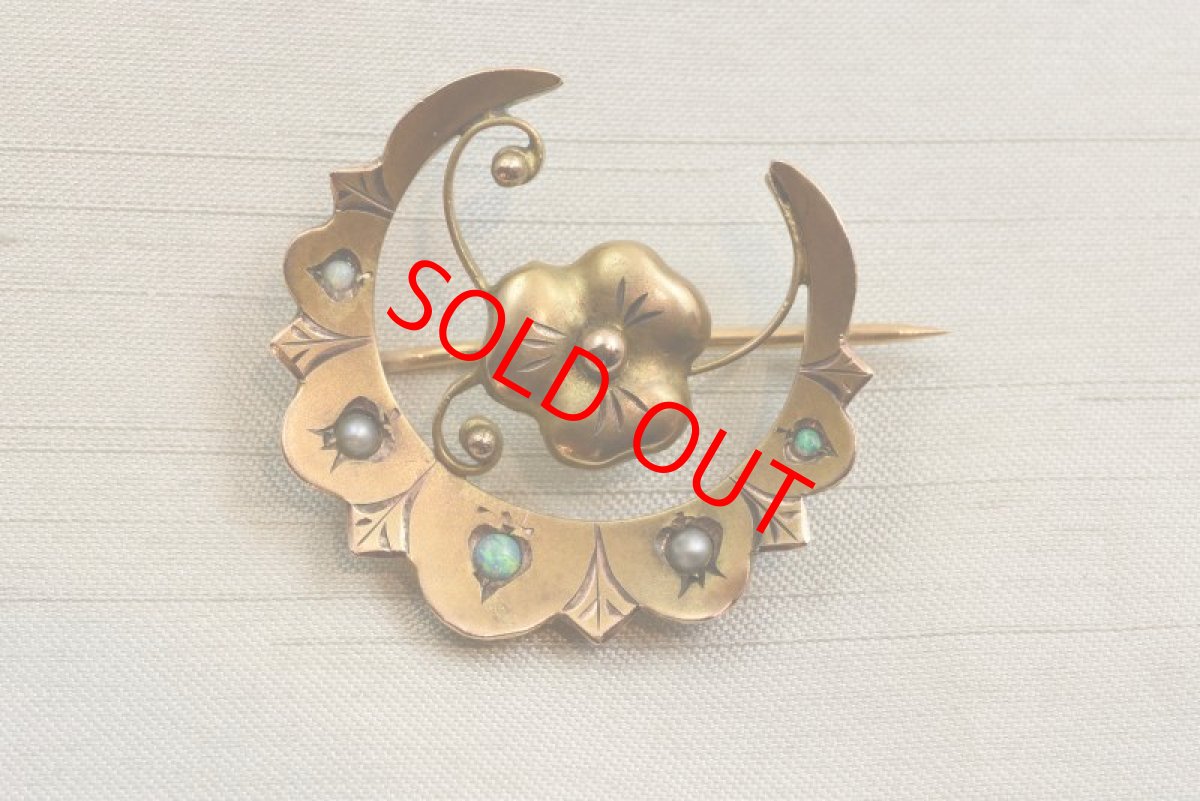 画像1: GOLD,オパール・パールブローチ (1)