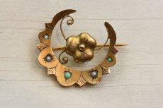 画像1: GOLD,オパール・パールブローチ (1)