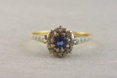 画像1: 18ct,(pt)・サファイア・ダイヤモンドリング (1)