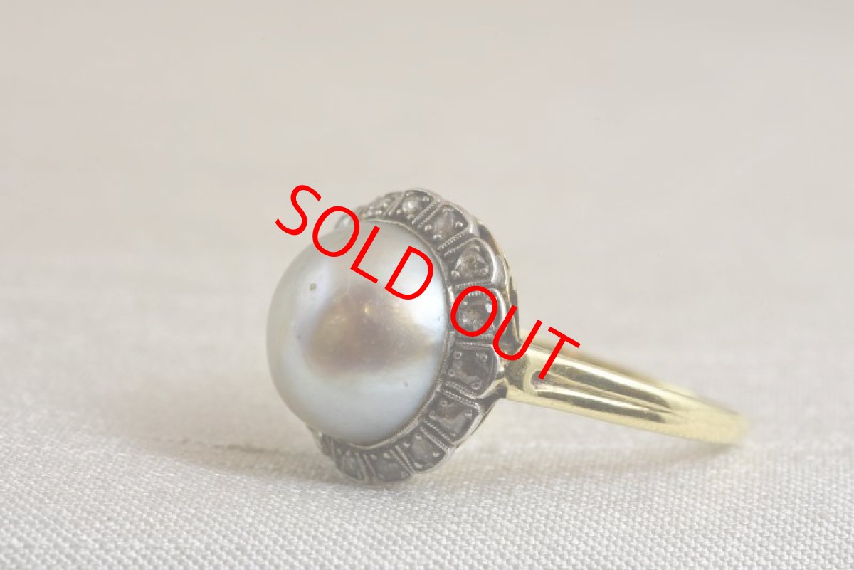 画像2: Sold GOLD,SV・パール・ダイヤモンドリング (2)