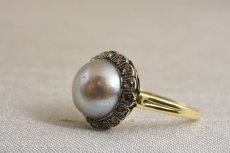 画像2: Sold GOLD,SV・パール・ダイヤモンドリング (2)