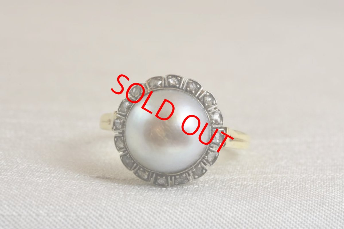 画像1: Sold GOLD,SV・パール・ダイヤモンドリング (1)