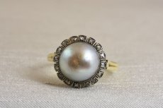 画像1: Sold GOLD,SV・パール・ダイヤモンドリング (1)