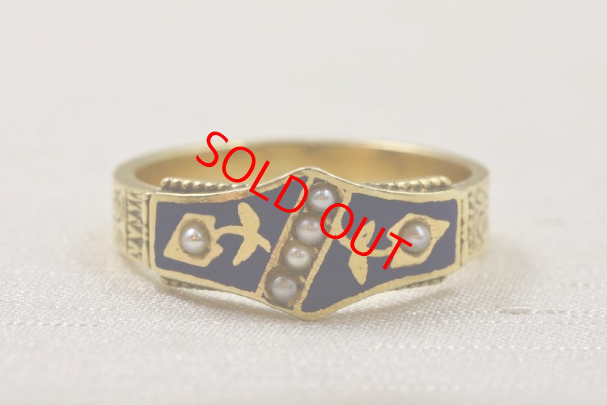 画像1: 14ct．パール エナメルリング (1)