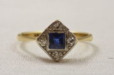 画像1: 18ct．ｐｔ．サファイア ダイヤモンドリング (1)