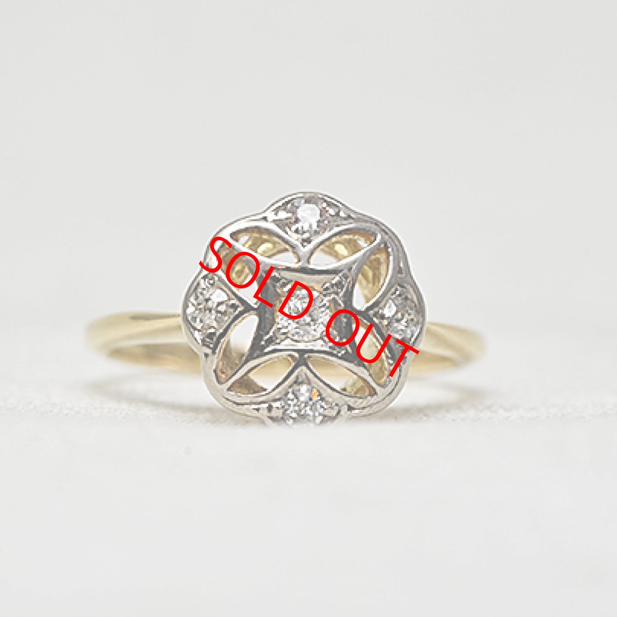 画像1: Sold　18ct, (wg) ダイヤモンドリング (1)