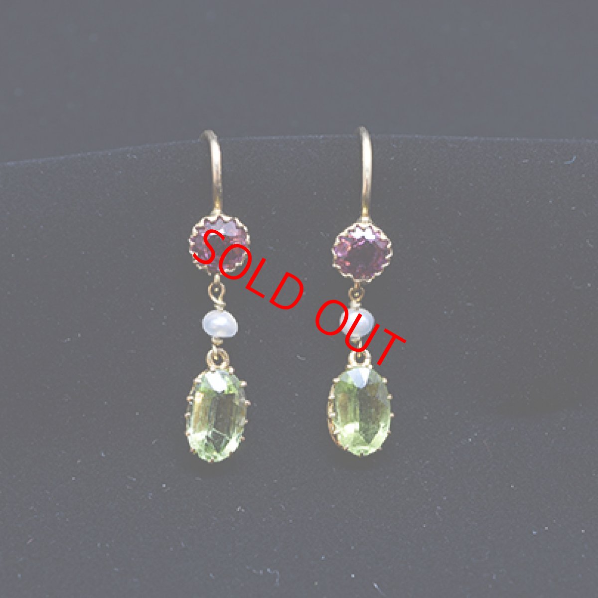 画像3: GOLD・ペリドット・ガーネット・パールイヤリング (3)