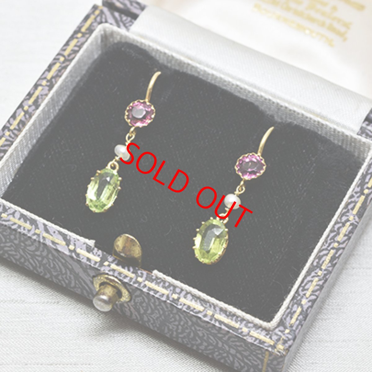 画像4: GOLD・ペリドット・ガーネット・パールイヤリング (4)