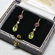 画像4: GOLD・ペリドット・ガーネット・パールイヤリング (4)