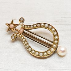 画像1: ゴールド・パール・コラル ブローチ (1)