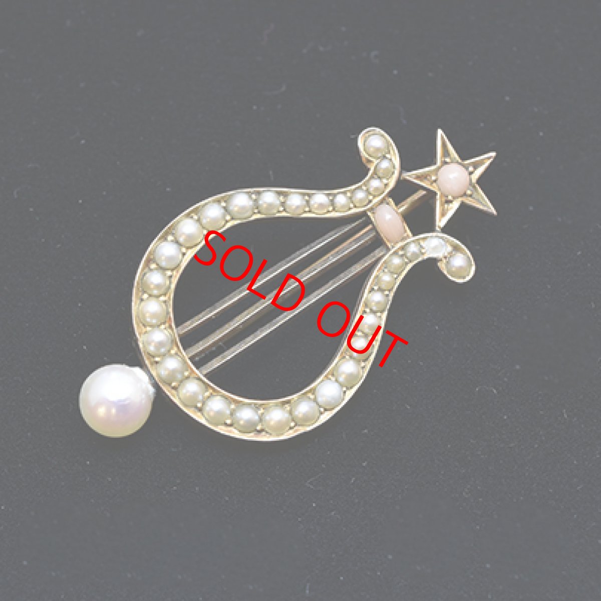 画像3: ゴールド・パール・コラル ブローチ (3)