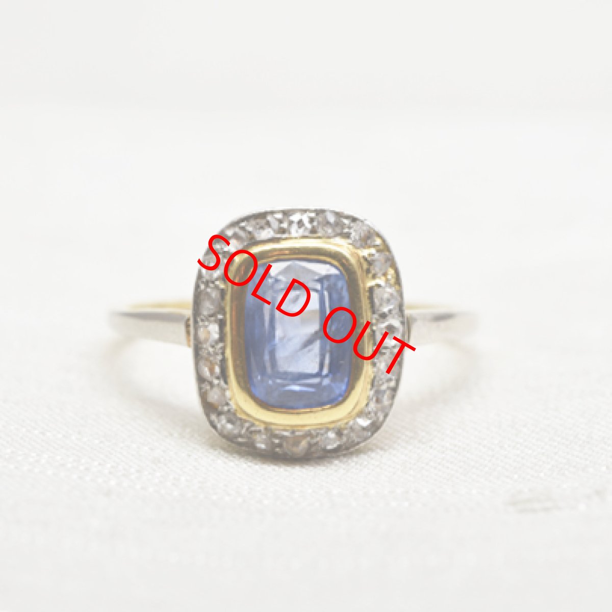 画像1: 18ct.サファイア・ダイヤモンドリング (1)