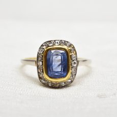 画像1: 18ct.サファイア・ダイヤモンドリング (1)