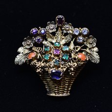 画像4: ゴールド・ルビー・エメラルド・サファイア・アメシスト・トパーズ・オレンジメノウブローチ (4)