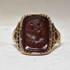 画像1: ＧＯＬＤ,メノウ カメオリング (1)