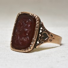 画像2: ＧＯＬＤ,メノウ カメオリング (2)