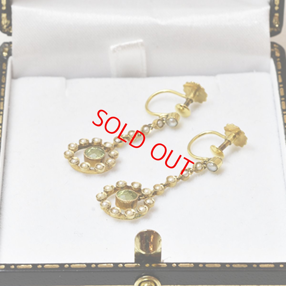 画像2: Sold 15ct．ペリドット・パールイヤリング (2)