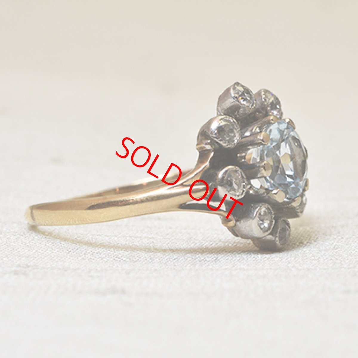 画像5: 14ct.sv.アクアマリン・ダイヤモンドリング (5)