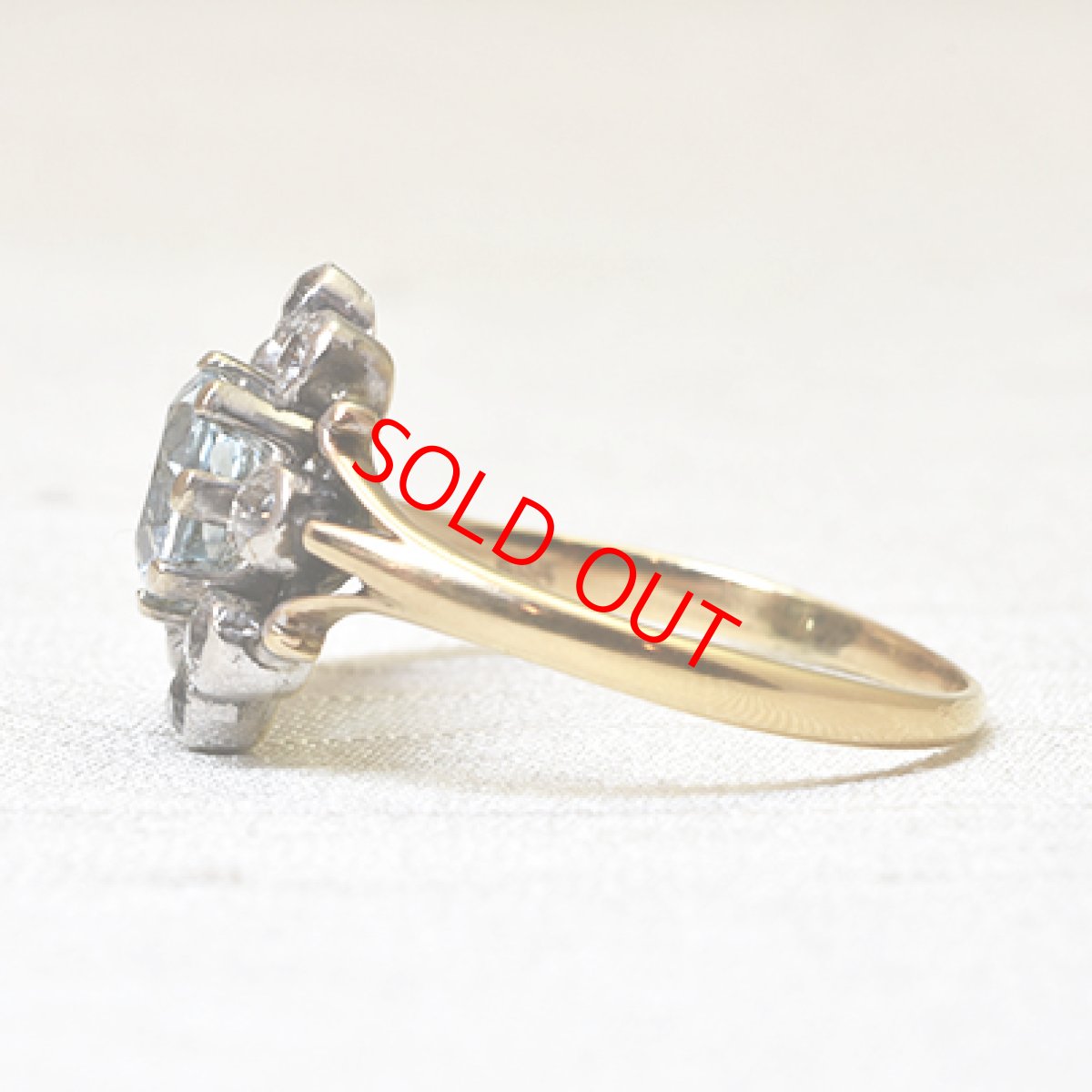 画像3: 14ct.sv.アクアマリン・ダイヤモンドリング (3)