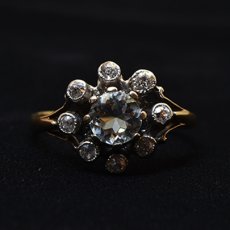 画像7: 14ct.sv.アクアマリン・ダイヤモンドリング (7)