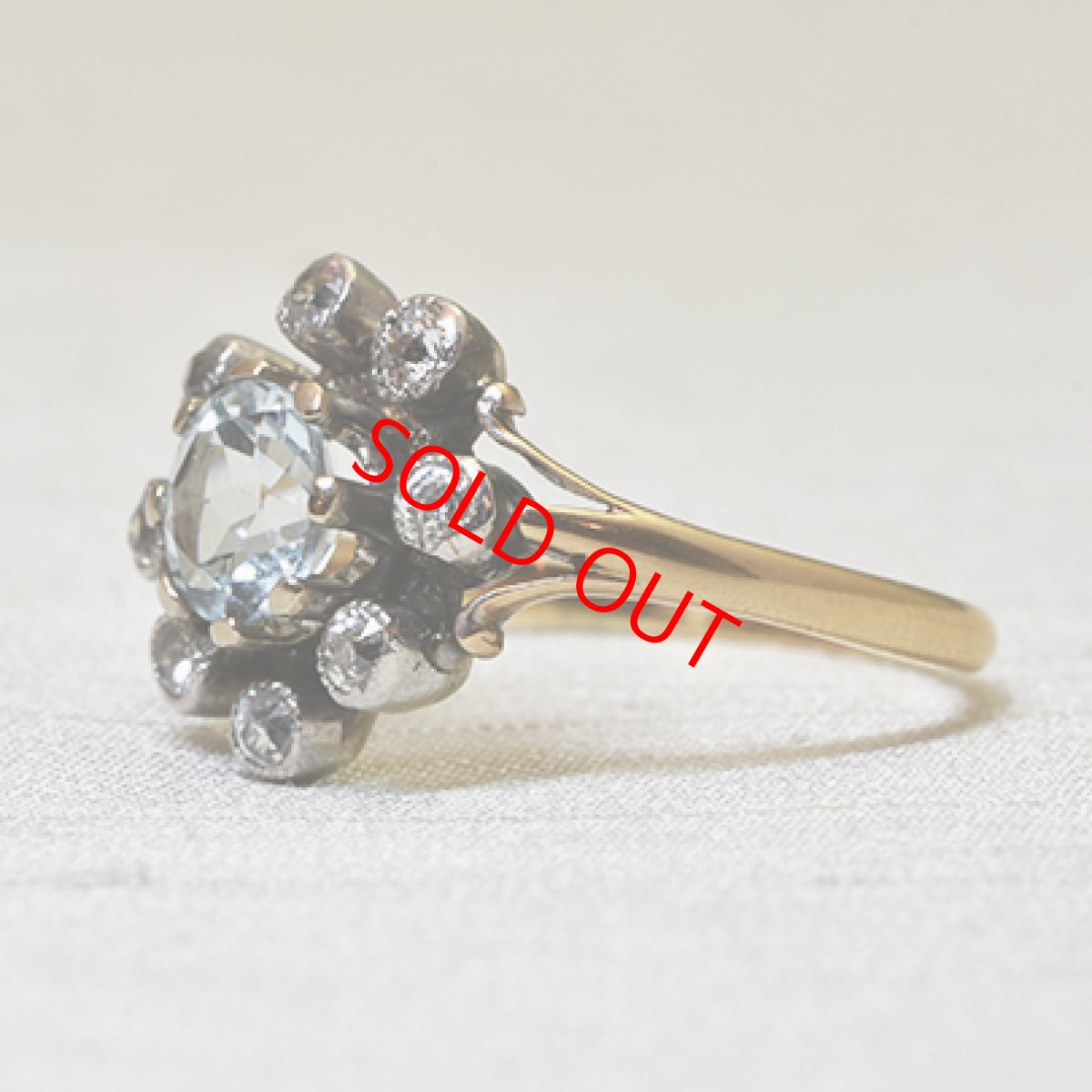 画像2: 14ct.sv.アクアマリン・ダイヤモンドリング (2)