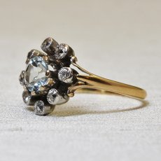 画像2: 14ct.sv.アクアマリン・ダイヤモンドリング (2)